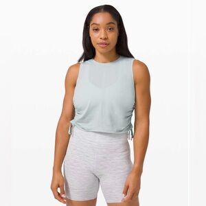 Lululemon Women’s Cinch It Up Tank Top Hazy Jade Workout Pima Cotton EUC $54